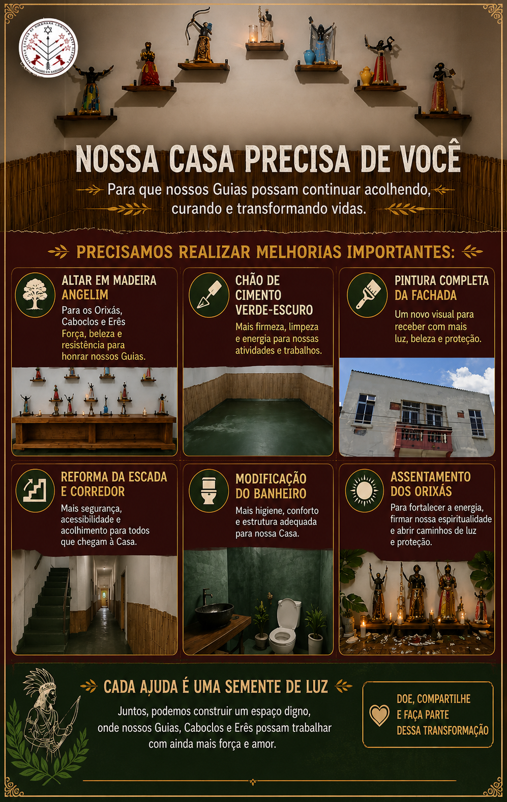 Arte completa da campanha apresentando as melhorias planejadas para o Cuca Templo